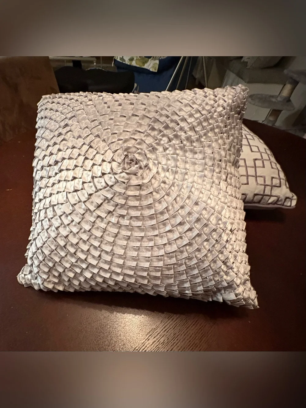 Luxe Silver Decorative Throw Pillow - Geometric & Textured Styles